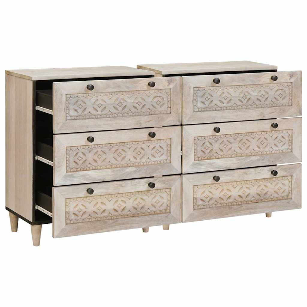 Vitrina 2 pcs Blanco 120 x 33,5 x 75 cm madera maciza de mango