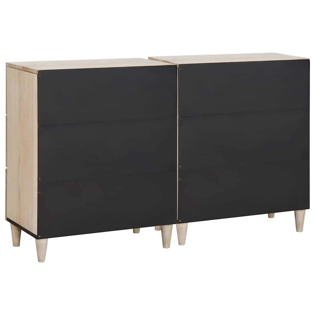 Vitrina 2 pcs Blanco 120 x 33,5 x 75 cm madera maciza de mango