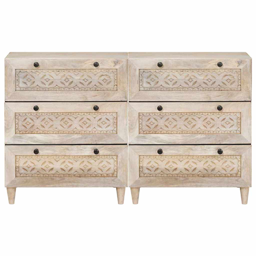 Vitrina 2 pcs Blanco 120 x 33,5 x 75 cm madera maciza de mango
