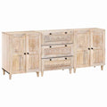 Vitrina 3 pcs Blanco 180 x 33,5 x 75 cm madera maciza de mango