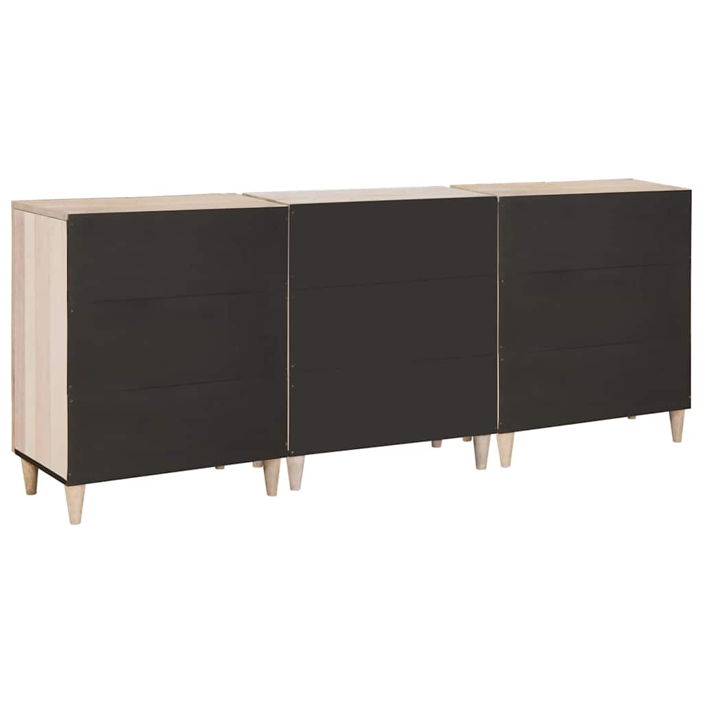 Vitrina 3 pcs Blanco 180 x 33,5 x 75 cm madera maciza de mango