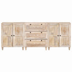 Vitrina 3 pcs Blanco 180 x 33,5 x 75 cm madera maciza de mango