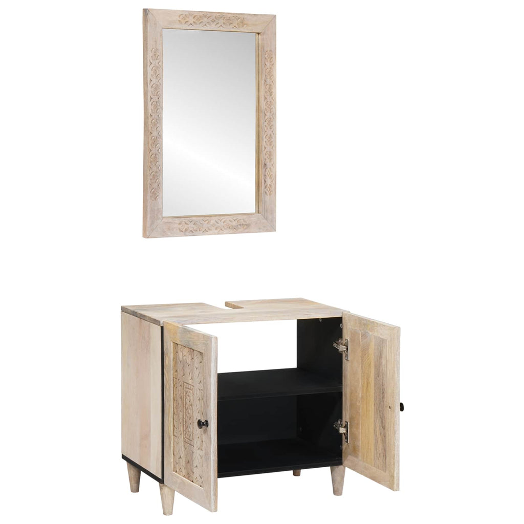 Juego de muebles de baño con estante 2 pcs Madera de ingeniería