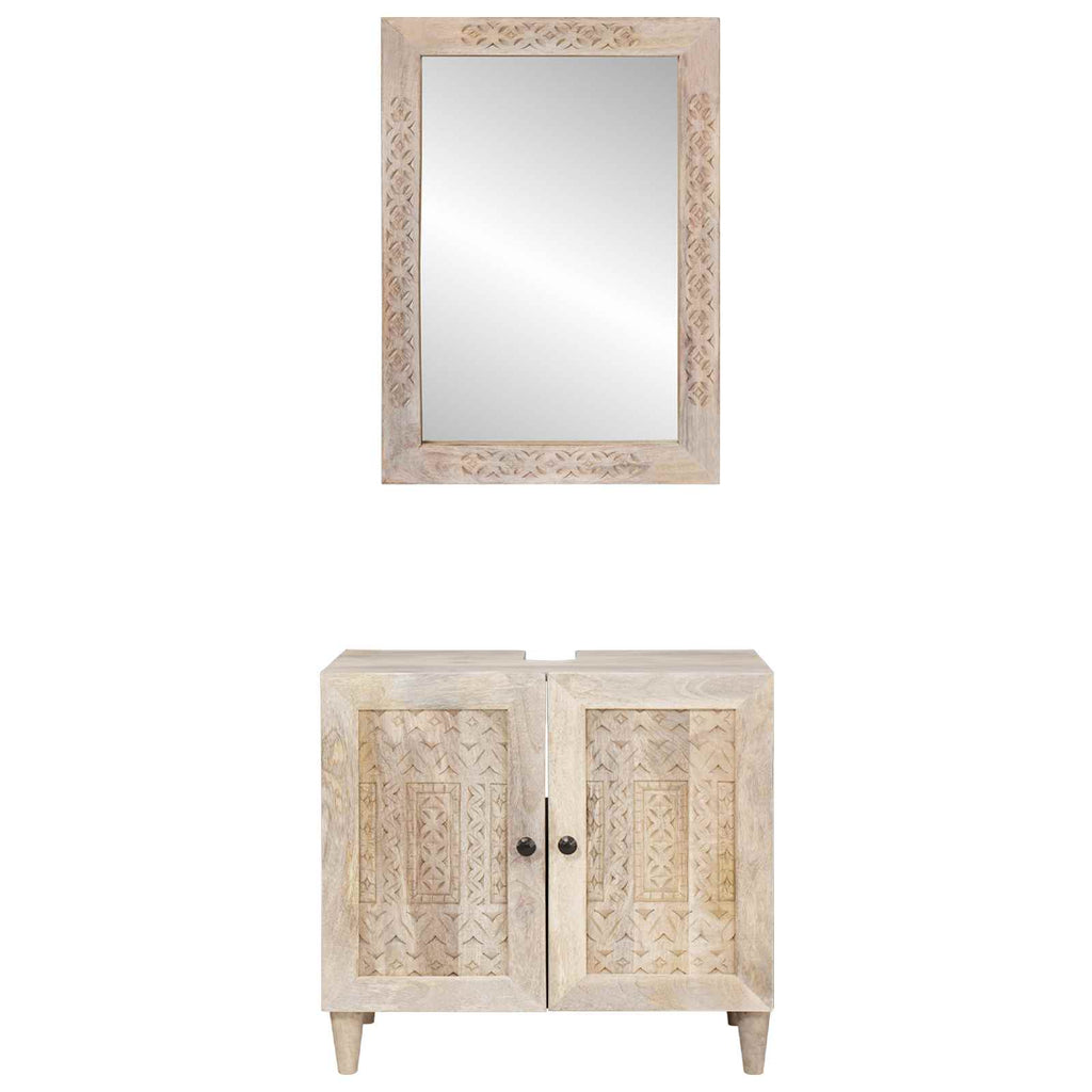 Juego de muebles de baño con estante 2 pcs Madera de ingeniería