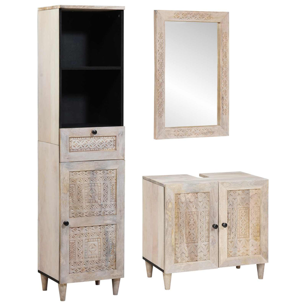 Juego de muebles de baño con cajón 3 pcs Madera de ingeniería