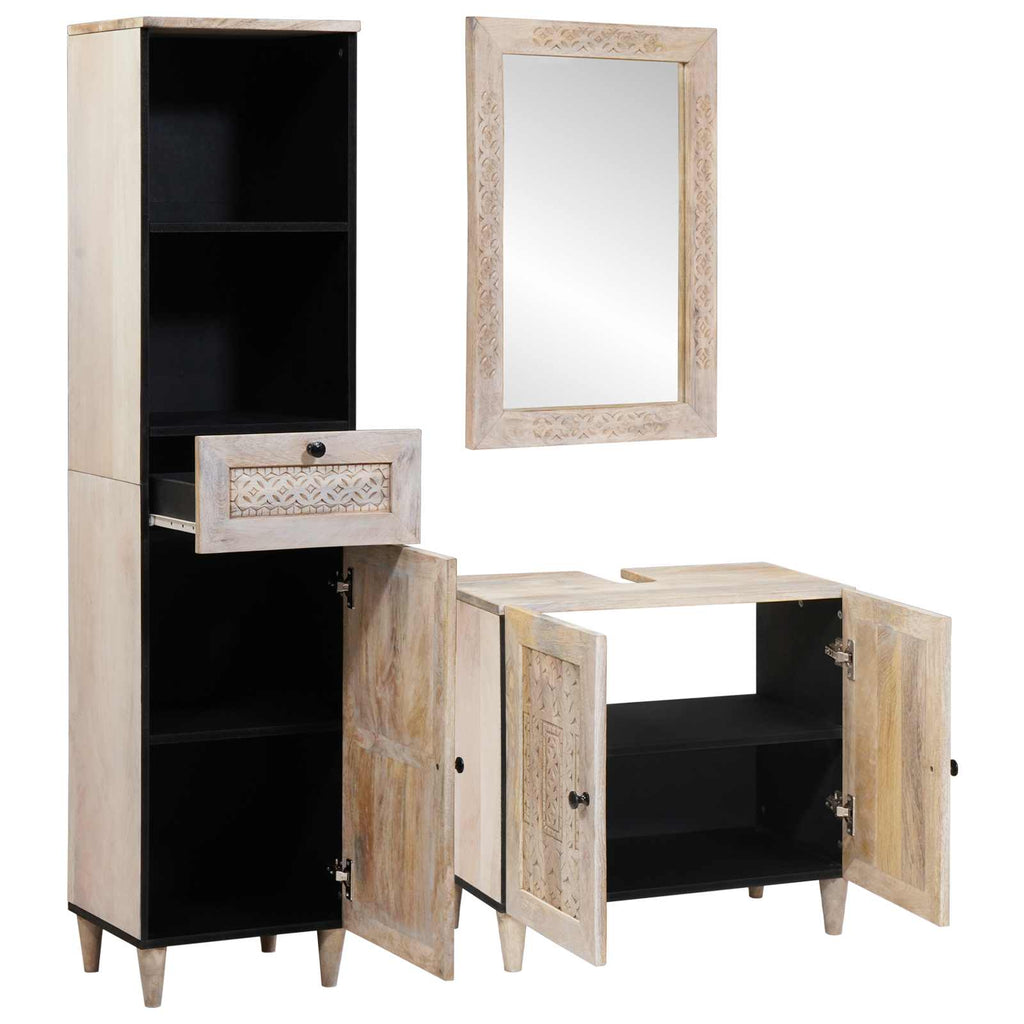 Juego de muebles de baño con cajón 3 pcs Madera de ingeniería