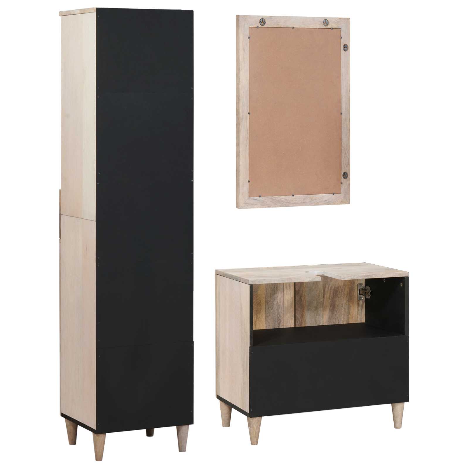 Juego de muebles de baño con cajón 3 pcs Madera de ingeniería