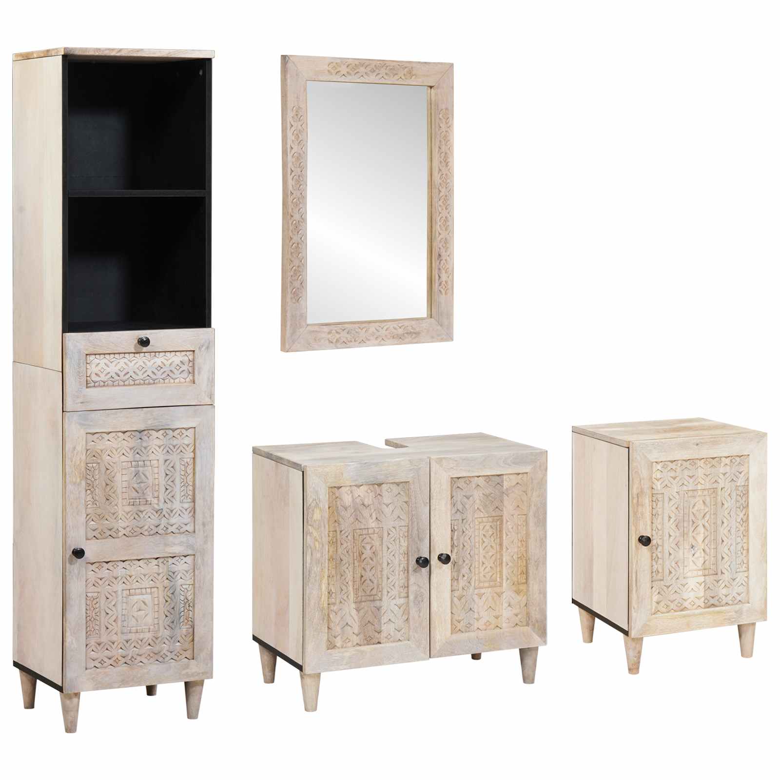 Juego de muebles de baño 4 pcs Marrón Madera de ingeniería
