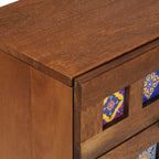Aparador 2 pcs Nogal 60 x 33 x 75 cm Madera de mango maciza