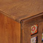 Aparador 3 pcs Nogal 60 x 33,5 x 75 cm Madera de mango maciza