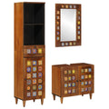 Juego de muebles de baño 3 pcs Nogal Madera de mango maciza