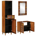 Juego de muebles de baño 3 pcs Nogal Madera de mango maciza