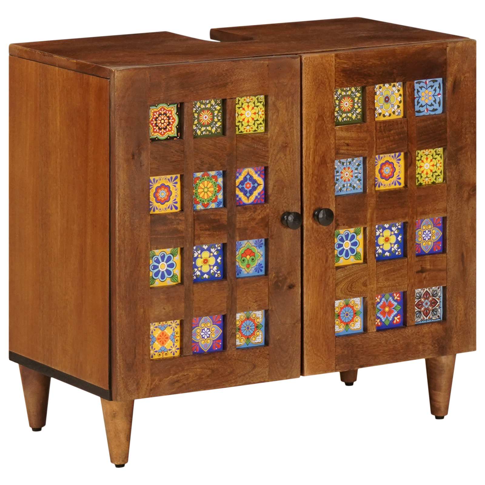 Juego de muebles de baño 3 pcs Nogal Madera de mango maciza