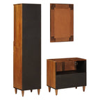 Juego de muebles de baño 3 pcs Nogal Madera de mango maciza
