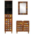 Juego de muebles de baño 3 pcs Nogal Madera de mango maciza
