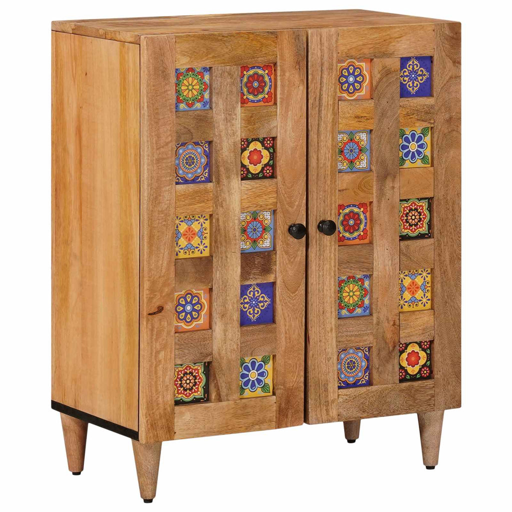 Juego de muebles de baño 2 pcs Natural Madera de mango maciza