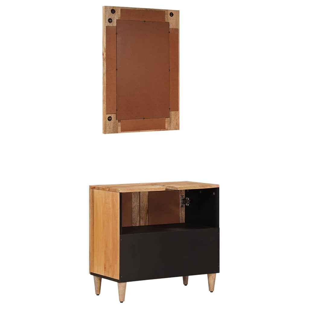Juego de muebles de baño 2 pcs Natural Madera de mango maciza