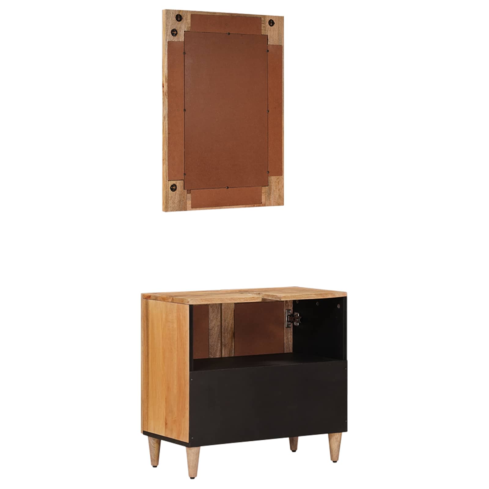 Juego de muebles de baño 2 pcs Natural Madera de mango maciza