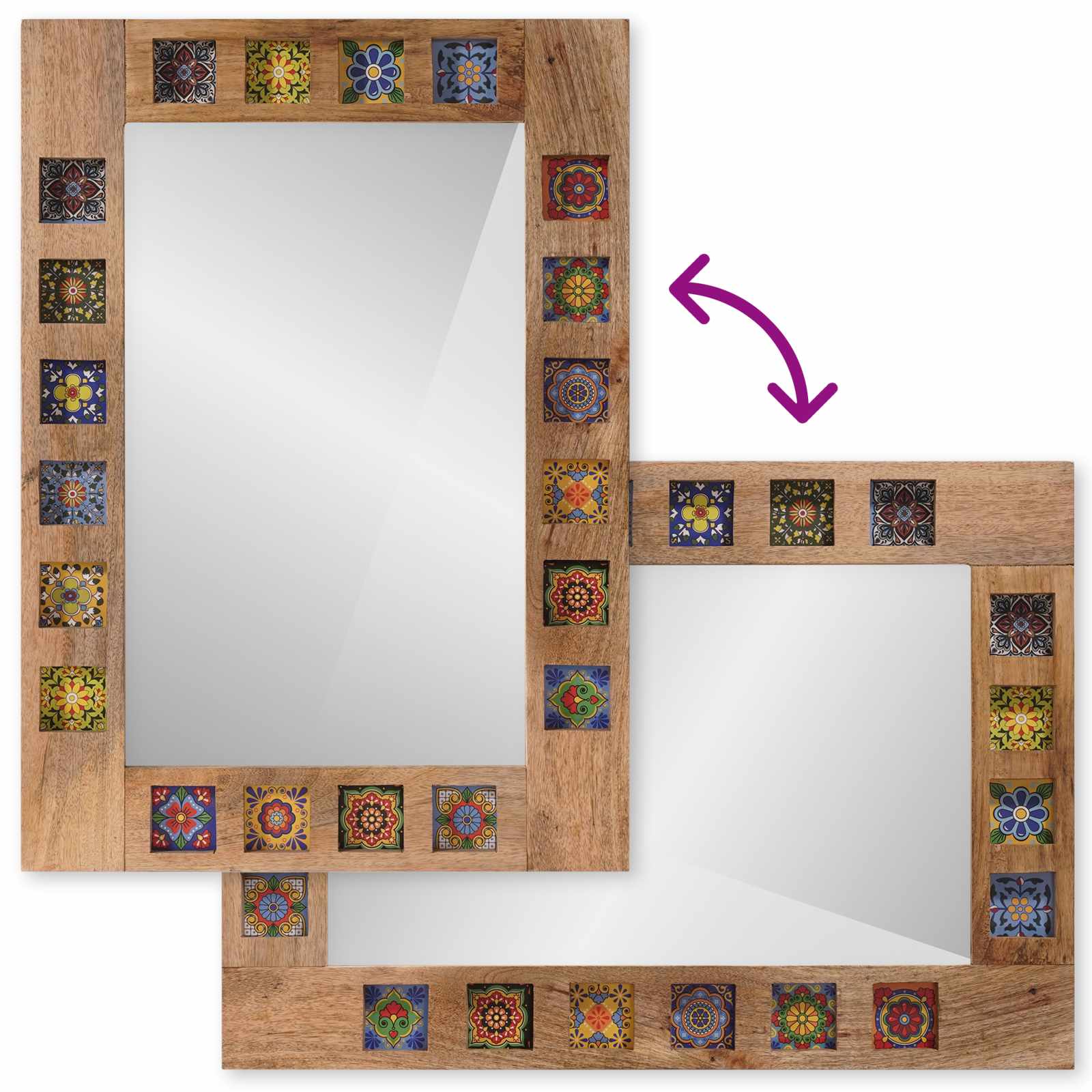 Juego de muebles de baño 2 pcs Natural Madera de mango maciza