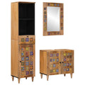 Juego de muebles de baño 3 pcs Natural Madera de mango maciza