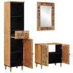 Juego de muebles de baño 3 pcs Natural Madera de mango maciza