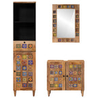 Juego de muebles de baño 3 pcs Natural Madera de mango maciza