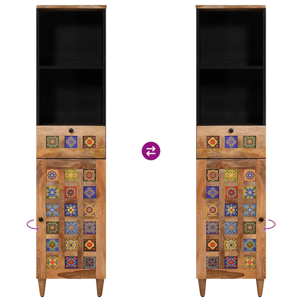 Juego de muebles de baño 3 pcs Natural Madera de mango maciza