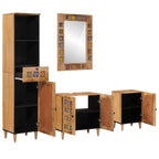 Juego de muebles de baño 4 pcs Natural Madera de mango maciza