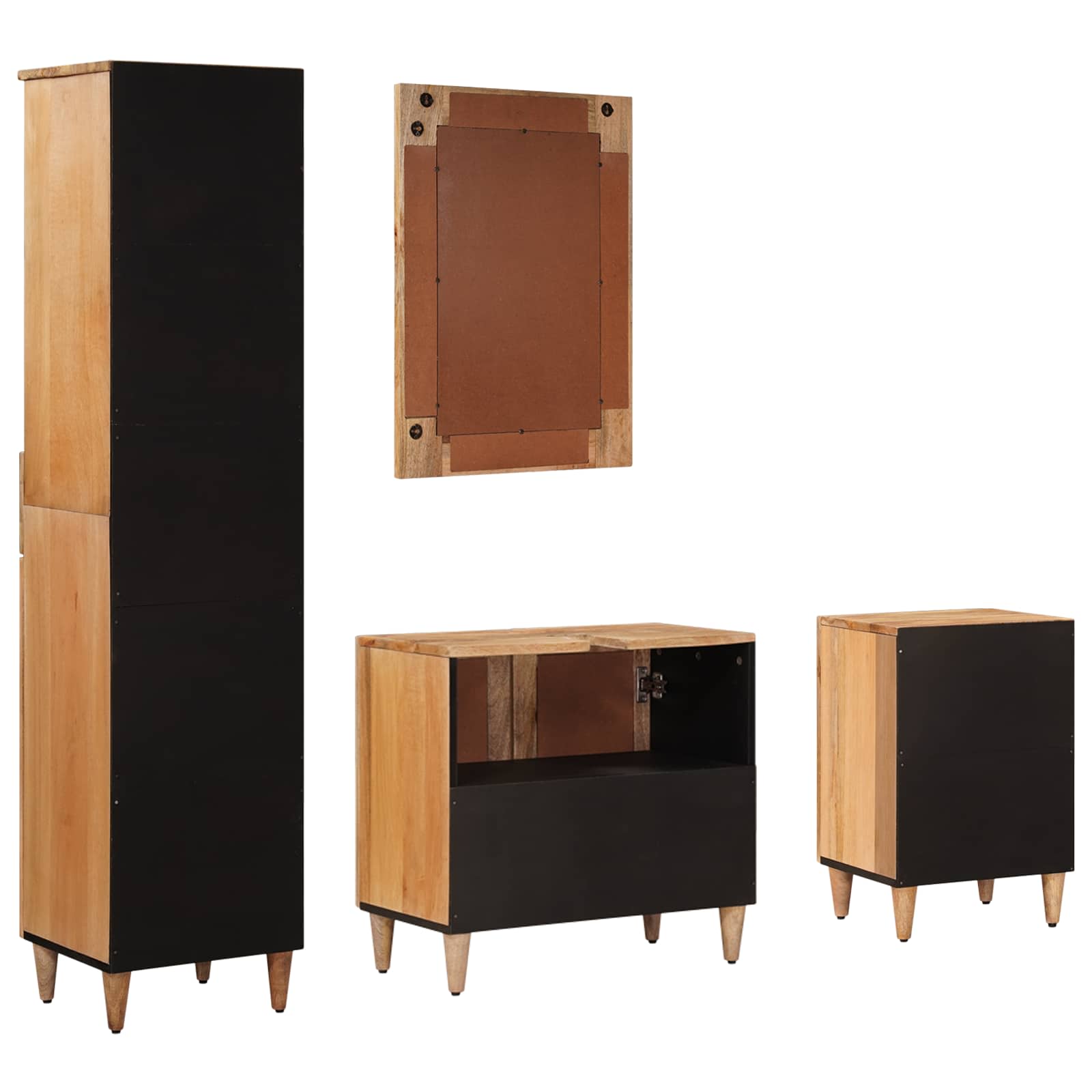 Juego de muebles de baño 4 pcs Natural Madera de mango maciza