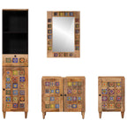 Juego de muebles de baño 4 pcs Natural Madera de mango maciza