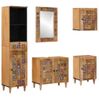 Juego de muebles de baño 5 pcs Natural Madera de mango maciza