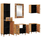 Juego de muebles de baño 5 pcs Natural Madera de mango maciza