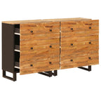 Aparador 2 pcs Marrón 60 x 33 x 75 cm Madera de mango maciza
