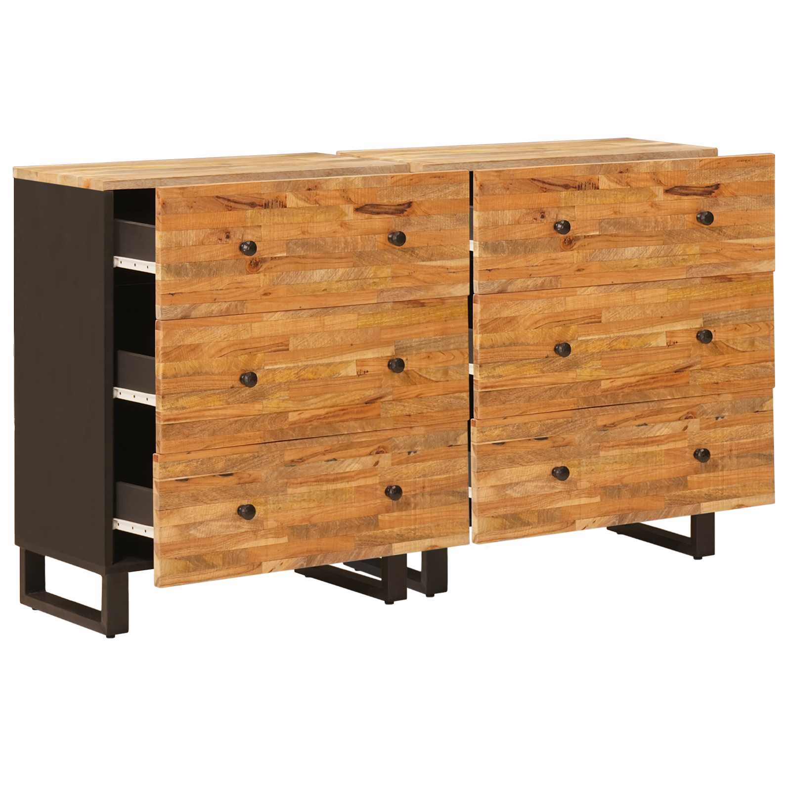 Aparador 2 pcs Marrón 60 x 33 x 75 cm Madera de mango maciza