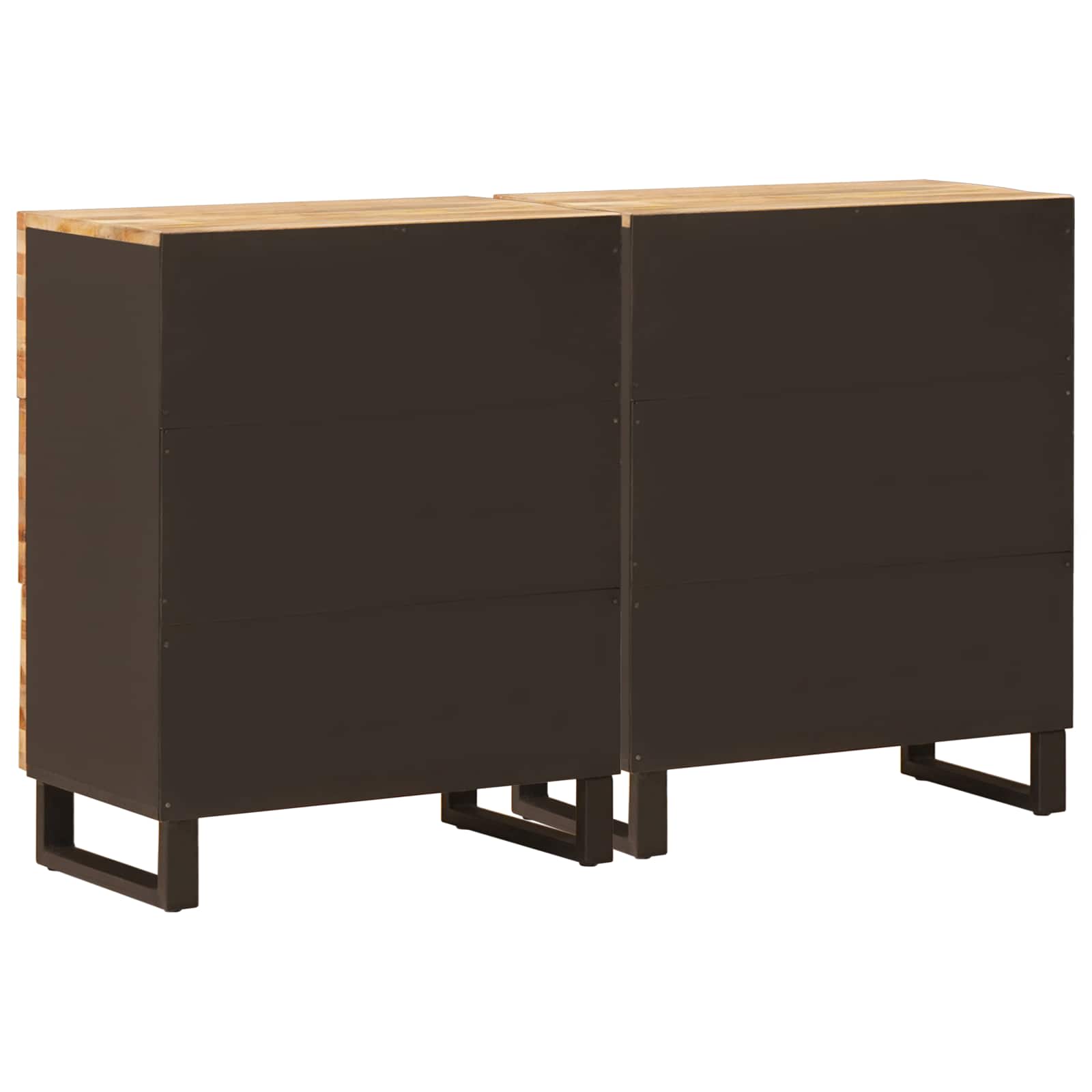 Aparador 2 pcs Marrón 60 x 33 x 75 cm Madera de mango maciza