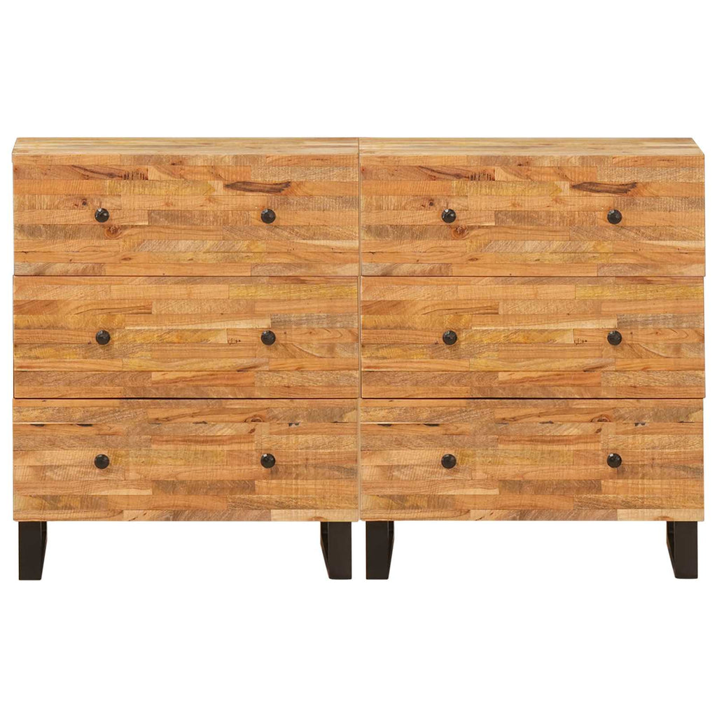 Aparador 2 pcs Marrón 60 x 33 x 75 cm Madera de mango maciza