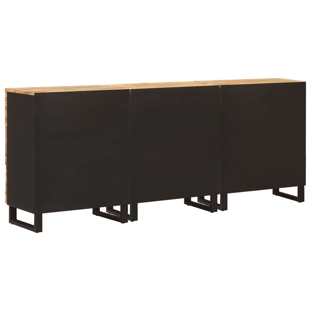 Aparador 3 pcs Marrón 60 x 33 x 75 cm Madera de mango maciza