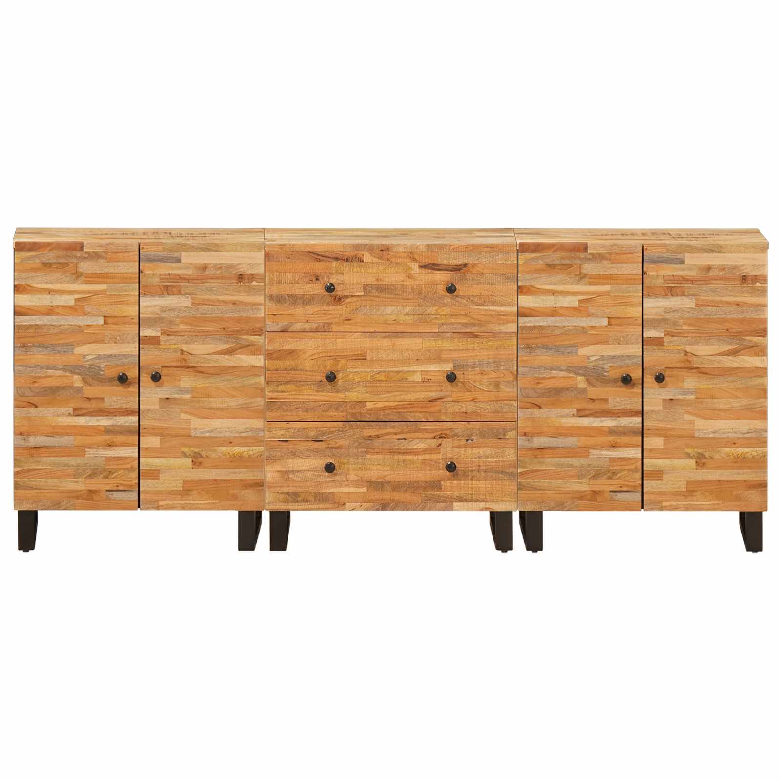 Aparador 3 pcs Marrón 60 x 33 x 75 cm Madera de mango maciza