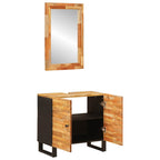 Juegos de Baño con puerta 2 pcs Natural Madera de mango maciza