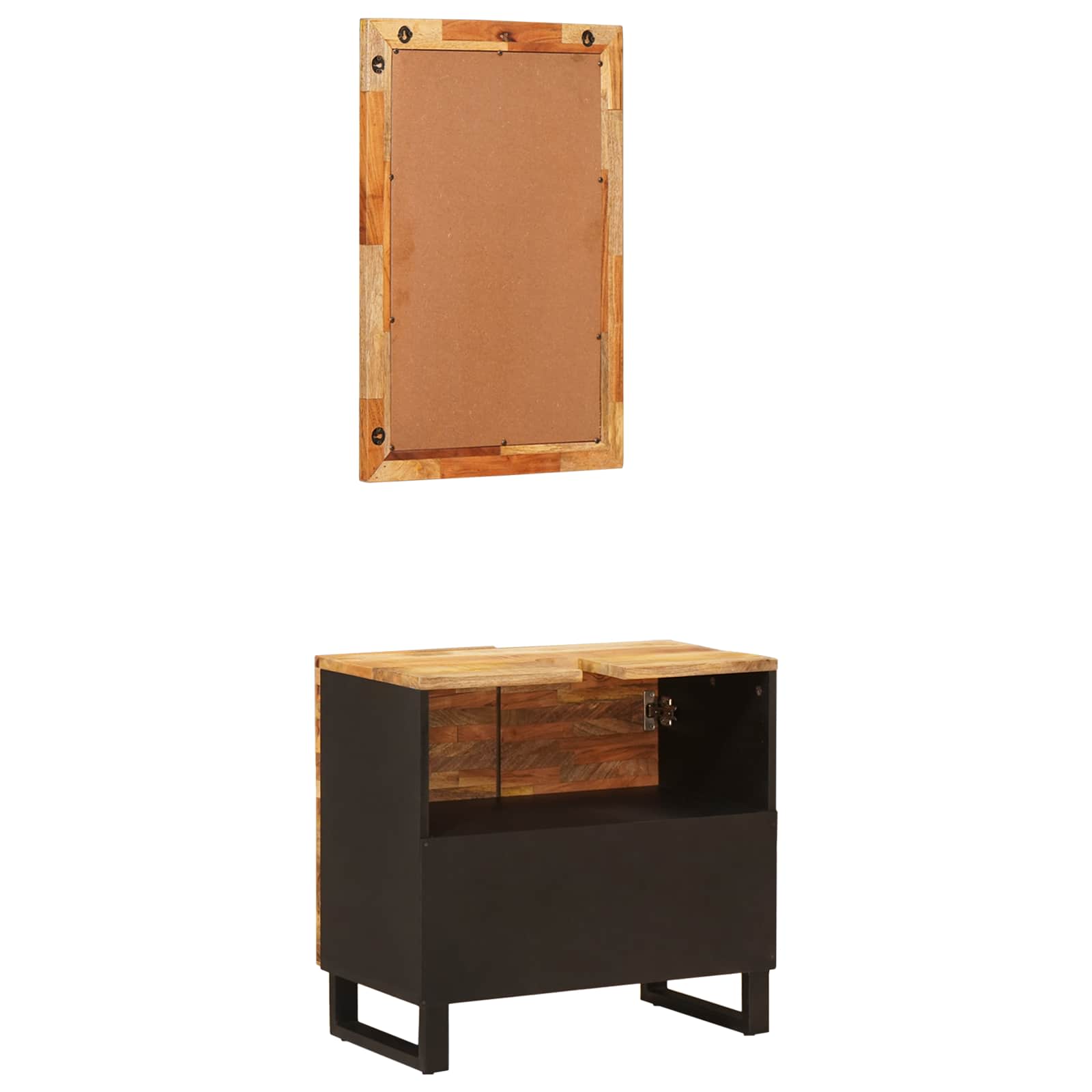 Juegos de Baño con puerta 2 pcs Natural Madera de mango maciza
