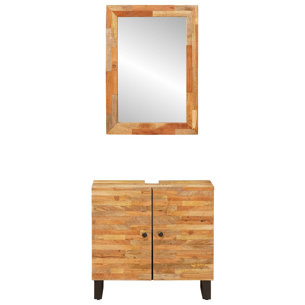 Juegos de Baño con puerta 2 pcs Natural Madera de mango maciza