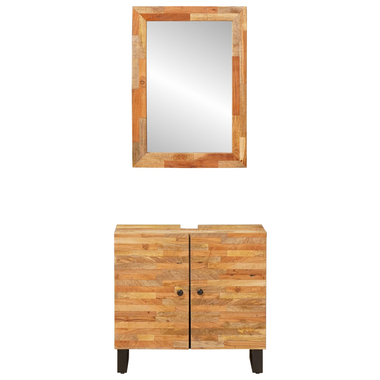 Juegos de Baño con puerta 2 pcs Natural Madera de mango maciza
