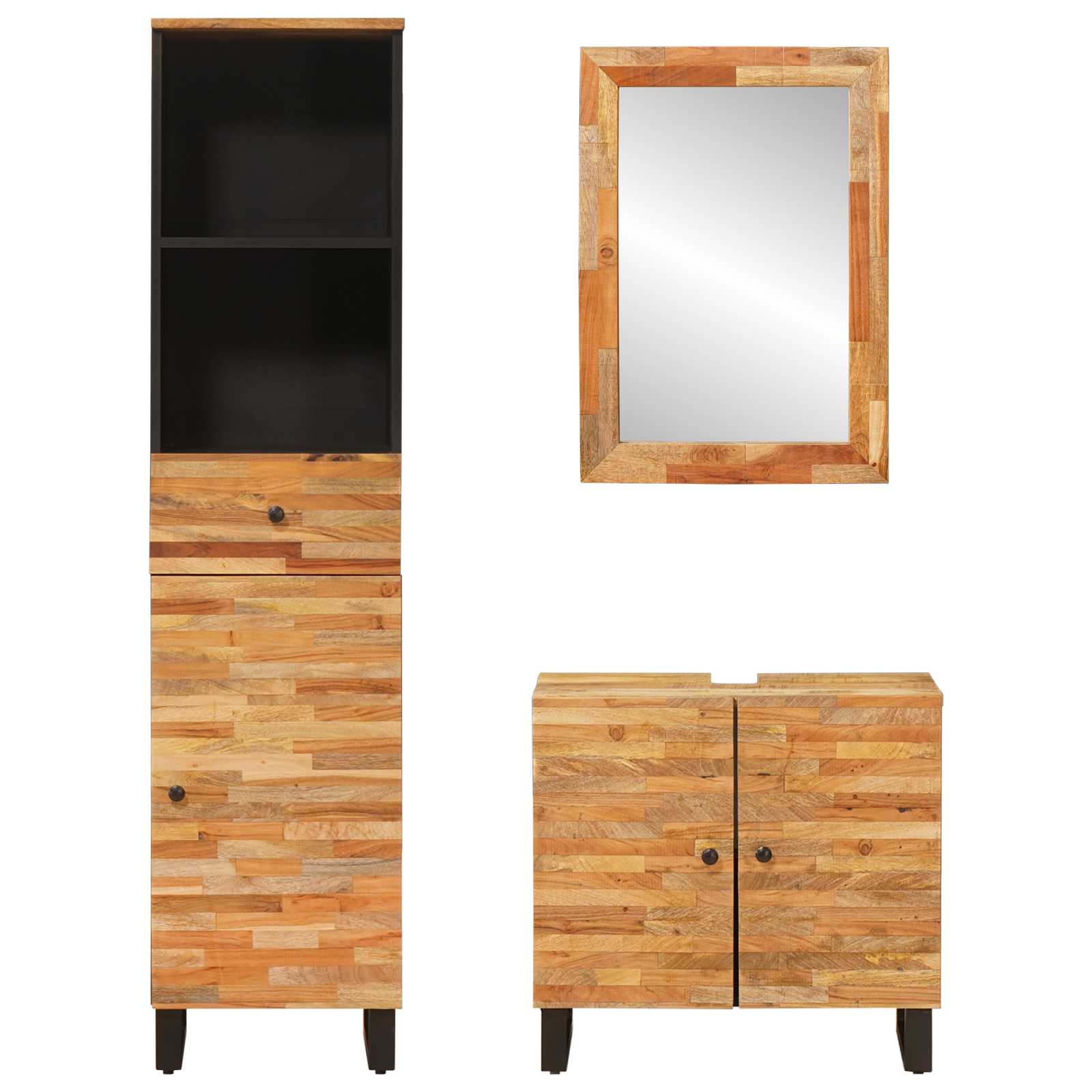 Juegos de Baño con cajón Natural Madera de mango maciza
