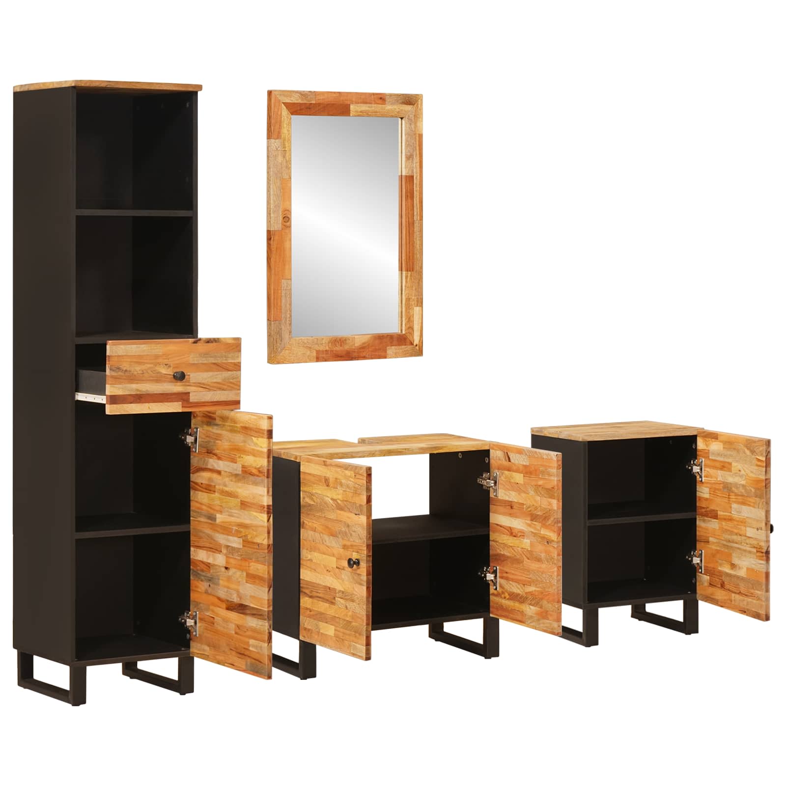 Juegos de Baño con cajón Natural Madera de mango maciza