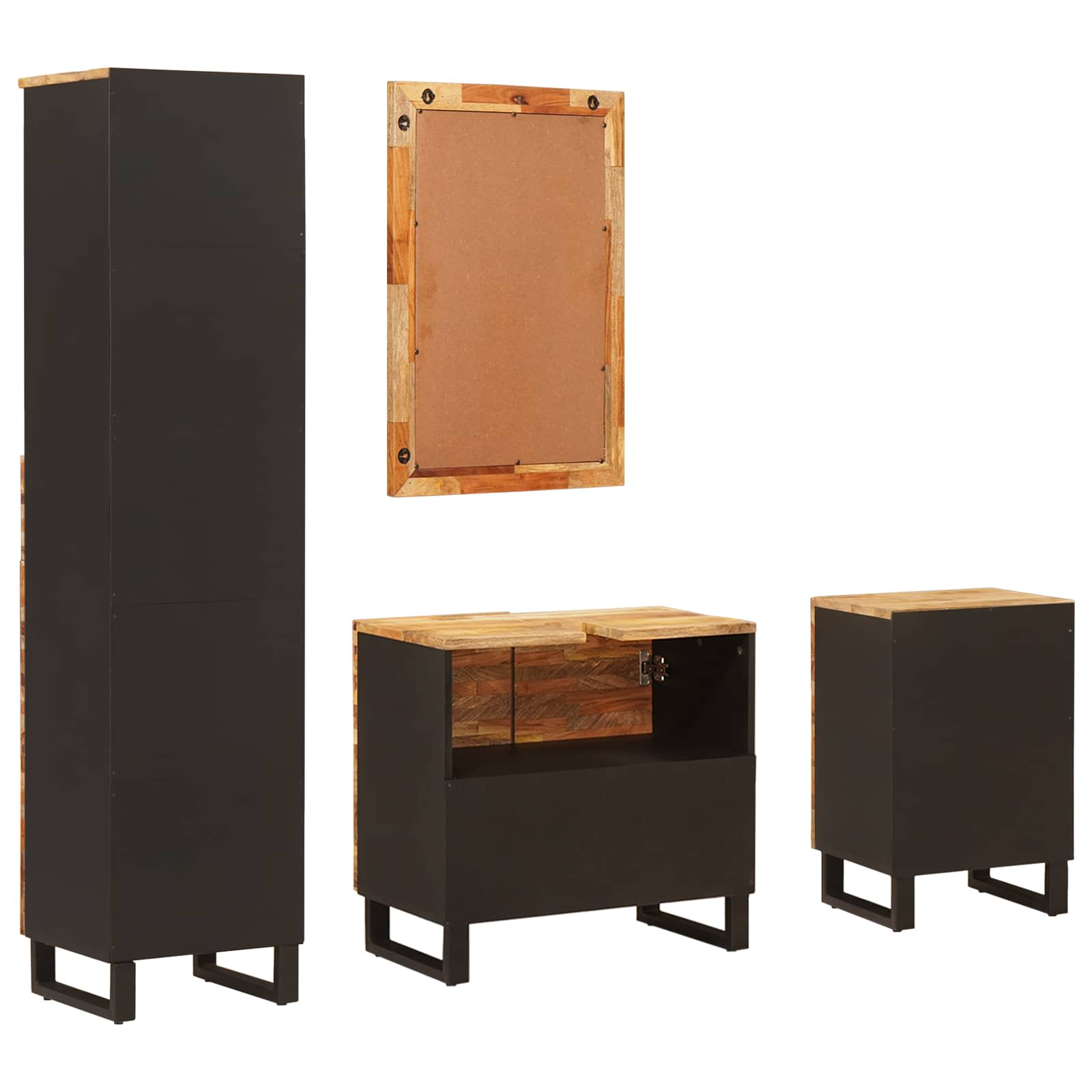 Juegos de Baño con cajón Natural Madera de mango maciza
