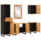 Juegos de Baño con cajón 5 pcs Natural Madera de mango maciza