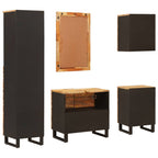 Juegos de Baño con cajón 5 pcs Natural Madera de mango maciza