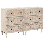 Aparador 2 pcs 60 x 33,5 x 75 cm Madera de mango maciza