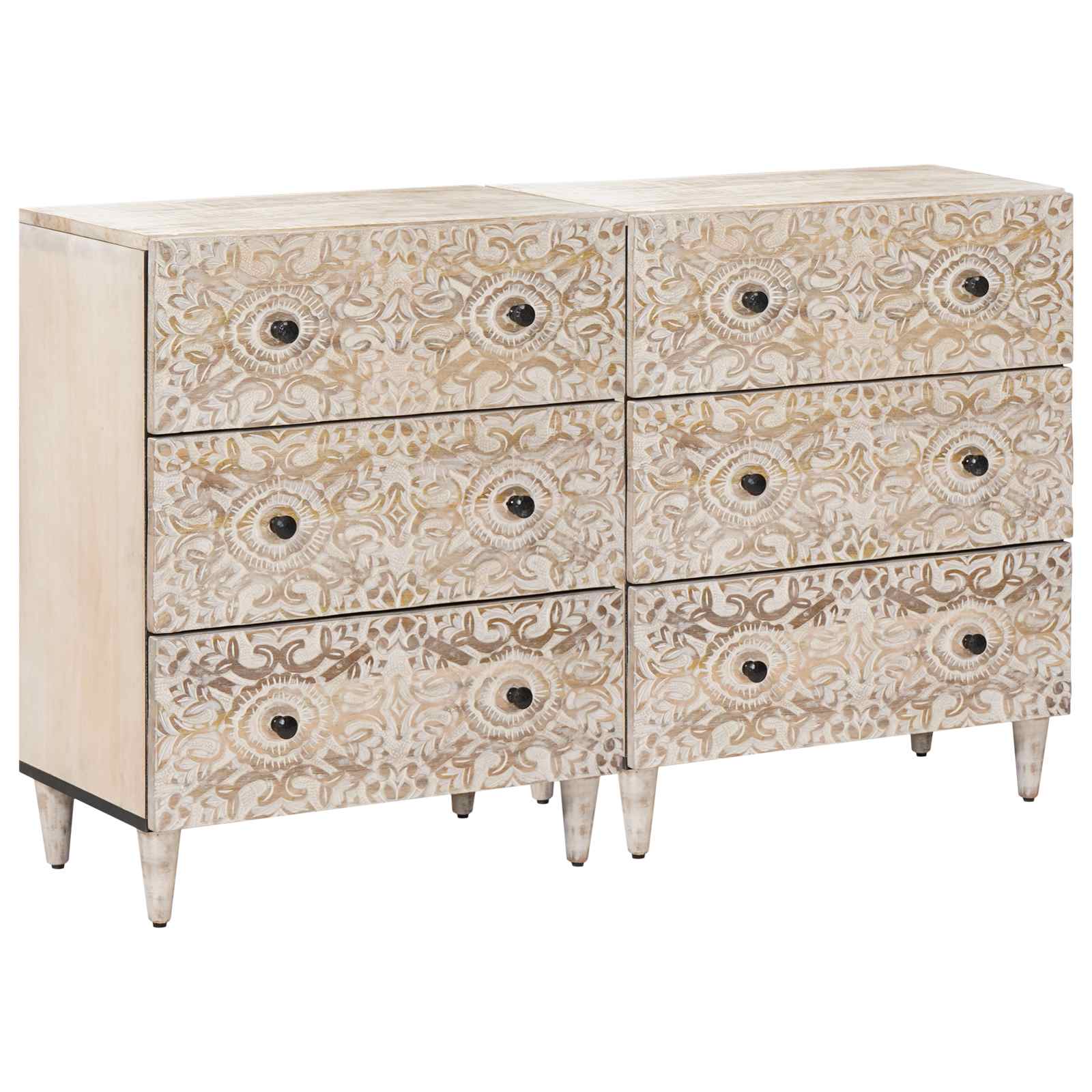 Aparador 2 pcs 60 x 33,5 x 75 cm Madera de mango maciza