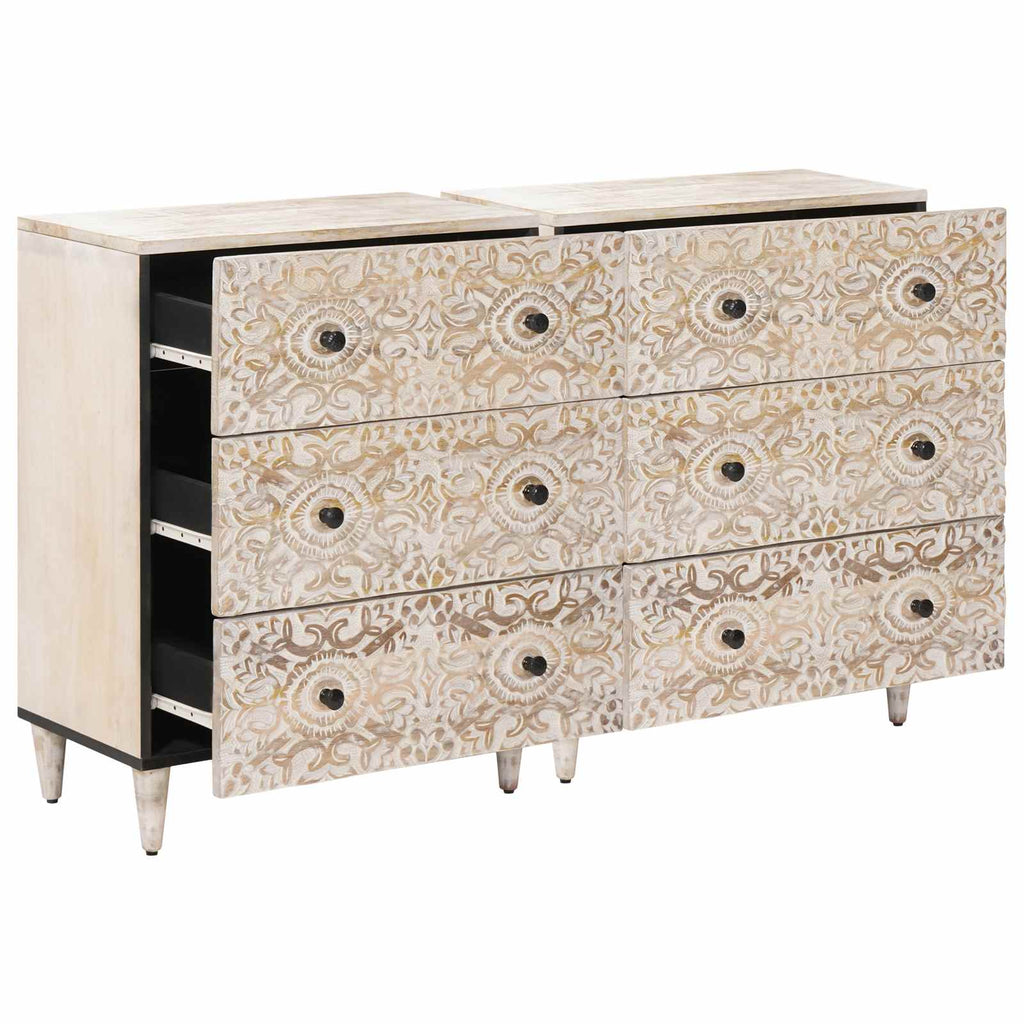 Aparador 2 pcs 60 x 33,5 x 75 cm Madera de mango maciza